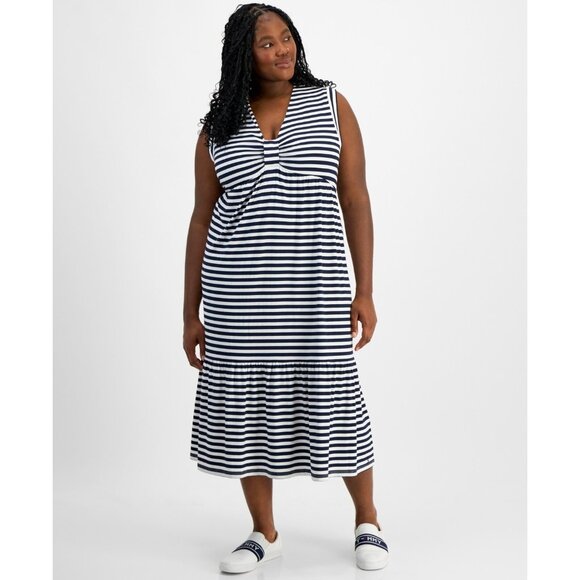 Tommy Hilfiger Striped Sleeveless Blue Sky Captain Ivory Plus Size 3X MSRP $99 - Picture 1 of 5
